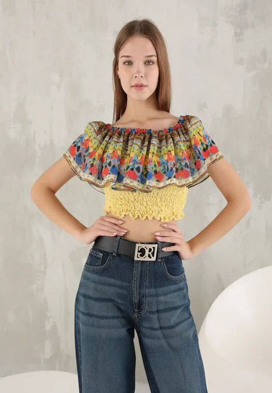 Yellow crop top for women