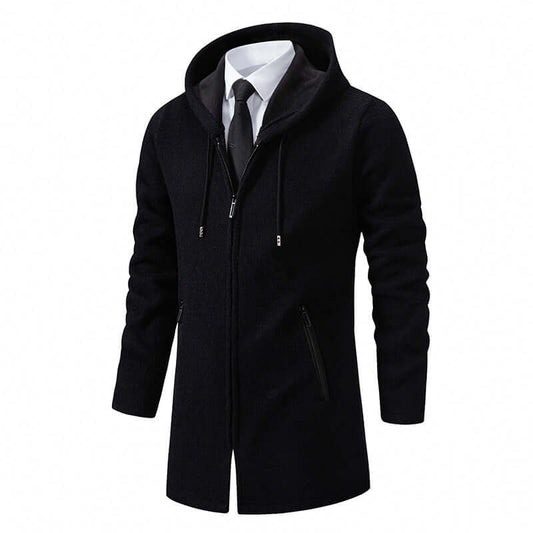 Men's Sweater Jacket Mid-length Coat Hooded Sweater Men's Coat