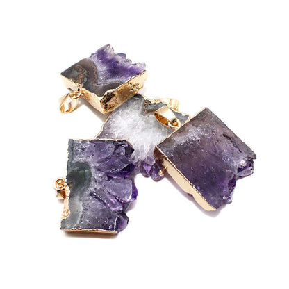 Natural Amethyst Cluster Rough Stone Sliced Amethyst Necklace Pendant