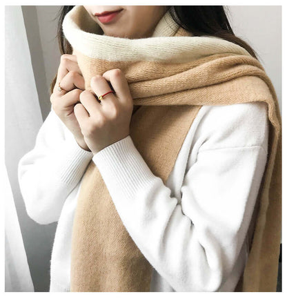 Men's And Women's Korean-style Cashmere Color Matching Scarf Solid Color Shawl