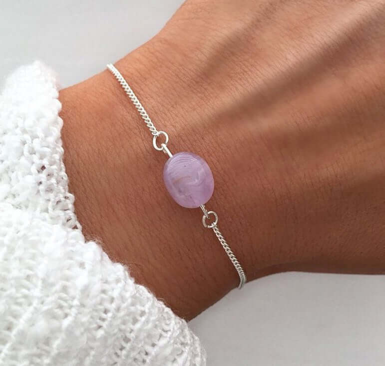 Natural Stone Amethyst Oval Bracelet