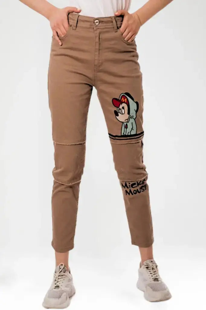 Mickey Mouse Print Women's Jeans