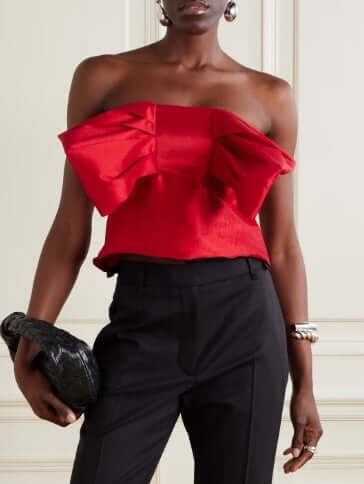 Off-the-shoulder Bow-embellished Top