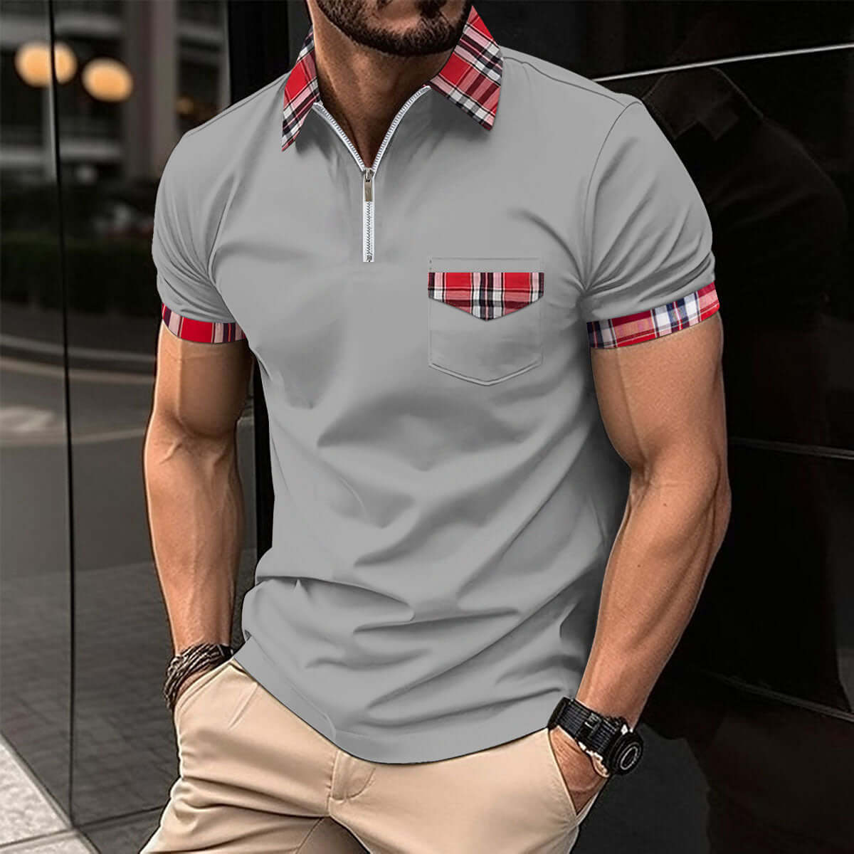 Men's Fashion Solid Color Casual Short Sleeve