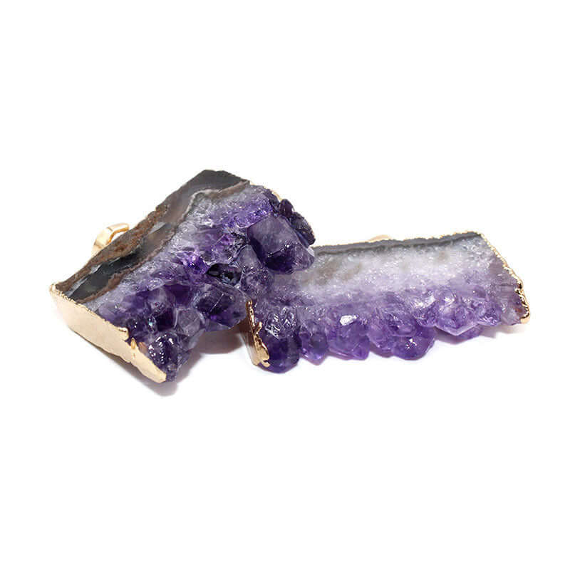 Natural Amethyst Cluster Rough Stone Sliced Amethyst Necklace Pendant