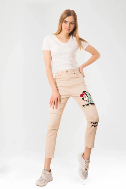 Mickey Mouse Print Women's Jeans