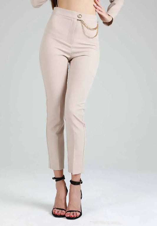 Women's pants with gold chain