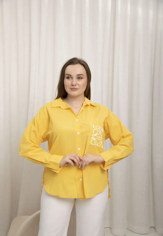 Yellow loose women's shirt