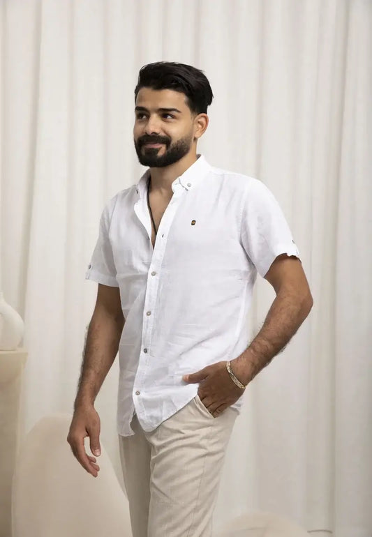 Casual Elegance White Linen Shirt