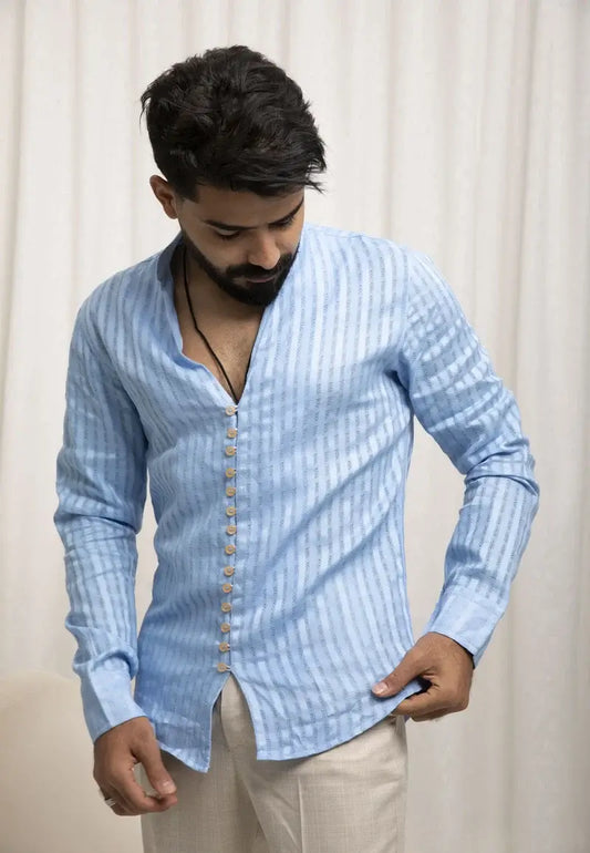 Sleek Nautical Blue Striped Shirt