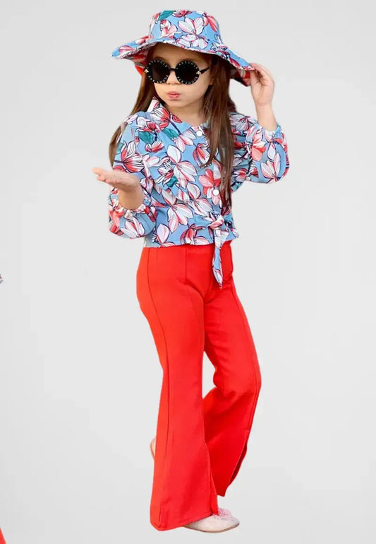 Girls' shirt, pants and hat set