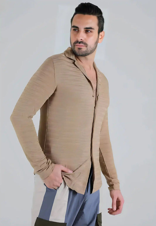 Classic Beige Full-Sleeve Shirt