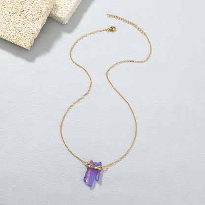 Amethyst Pillar Natural Stone Handmade Pendant Necklace