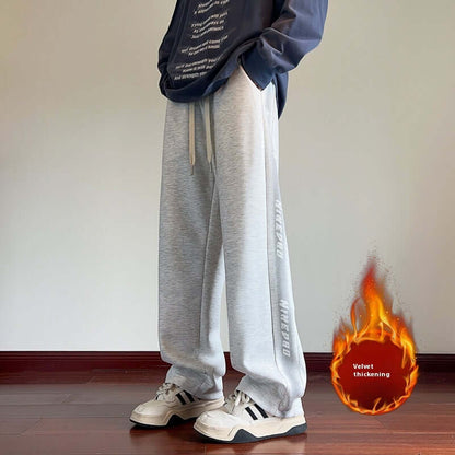 American Gray Sweatpants Men's Spring And Autumn Fleece Casual Pants