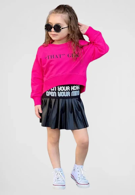 Girls 3 piece set shirt, skirt and blouse