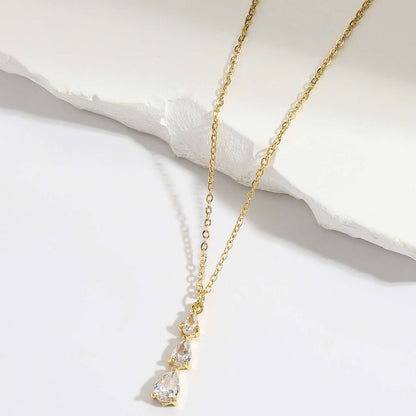 Fashion Simple Zircon Clavicle Chain All-matching Graceful Water Drop Pendant Necklace