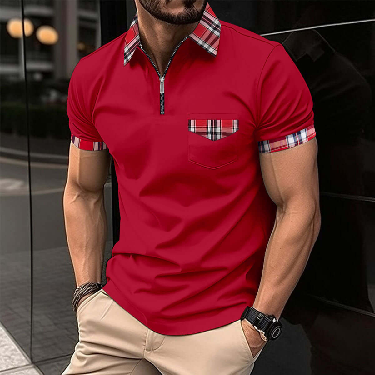 Men's Fashion Solid Color Casual Short Sleeve