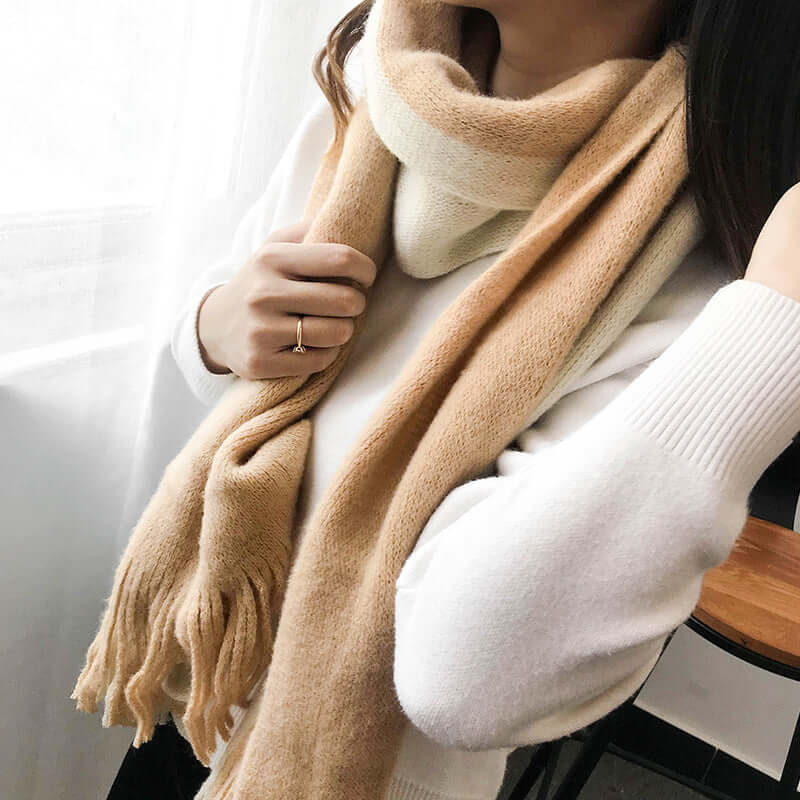 Men's And Women's Korean-style Cashmere Color Matching Scarf Solid Color Shawl