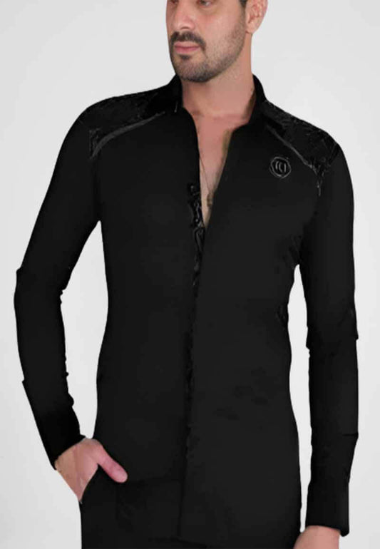 Men's casual stylish black shirt with brand logo