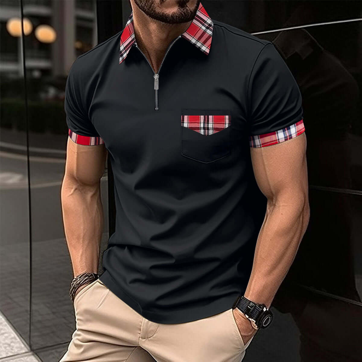 Men's Fashion Solid Color Casual Short Sleeve