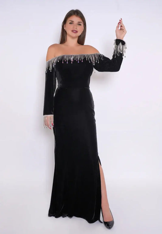 Black velvet dress