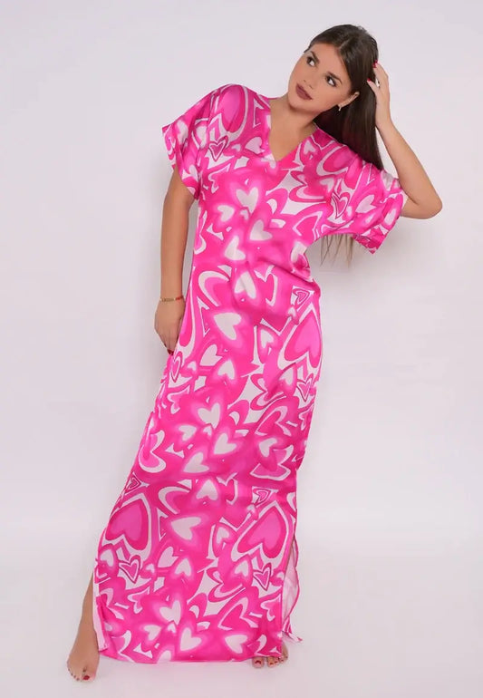 Fuchsia Heartbeat The Maxi Dress of Playful Elegance