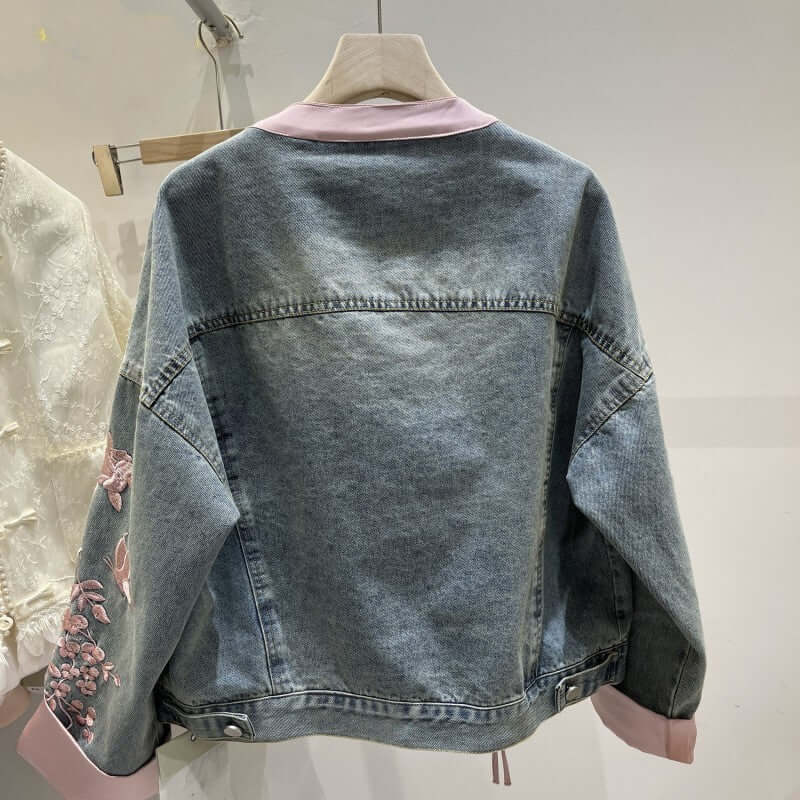 Vintage Buckle Fake Two-piece Denim Coat