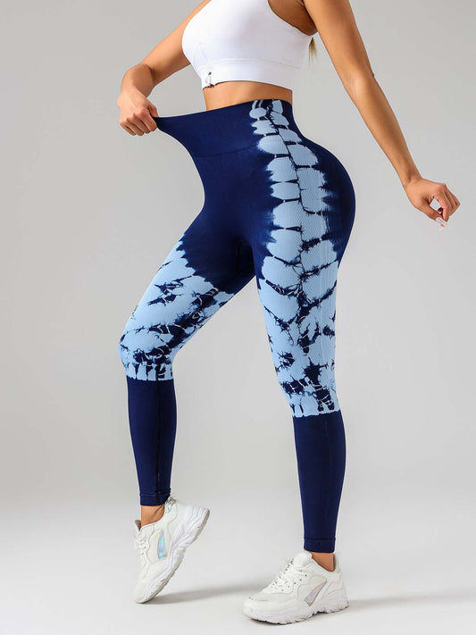 Tie-dye Women's Yoga Leggings With High Waistband, Moisture-Wicking, And Stretchy, Perfect For Outdoor Activities And Fitness