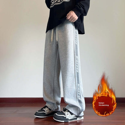 American Gray Sweatpants Men's Spring And Autumn Fleece Casual Pants