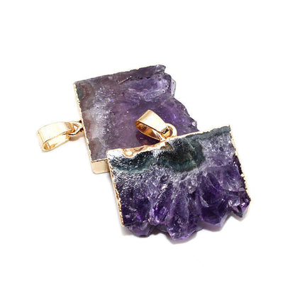 Natural Amethyst Cluster Rough Stone Sliced Amethyst Necklace Pendant